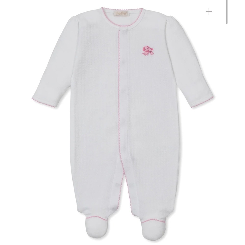 Kissy Kissy "Pink Puppy Family" Footie – White & Pink – Size 0–3 Months – NWT
